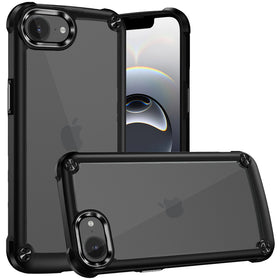 Premium Ultimate Casex Transparent Hybrid Case With Metal Buttons And Camera Edges For iPhone 16E / SE4 (2025) / 17e - Black