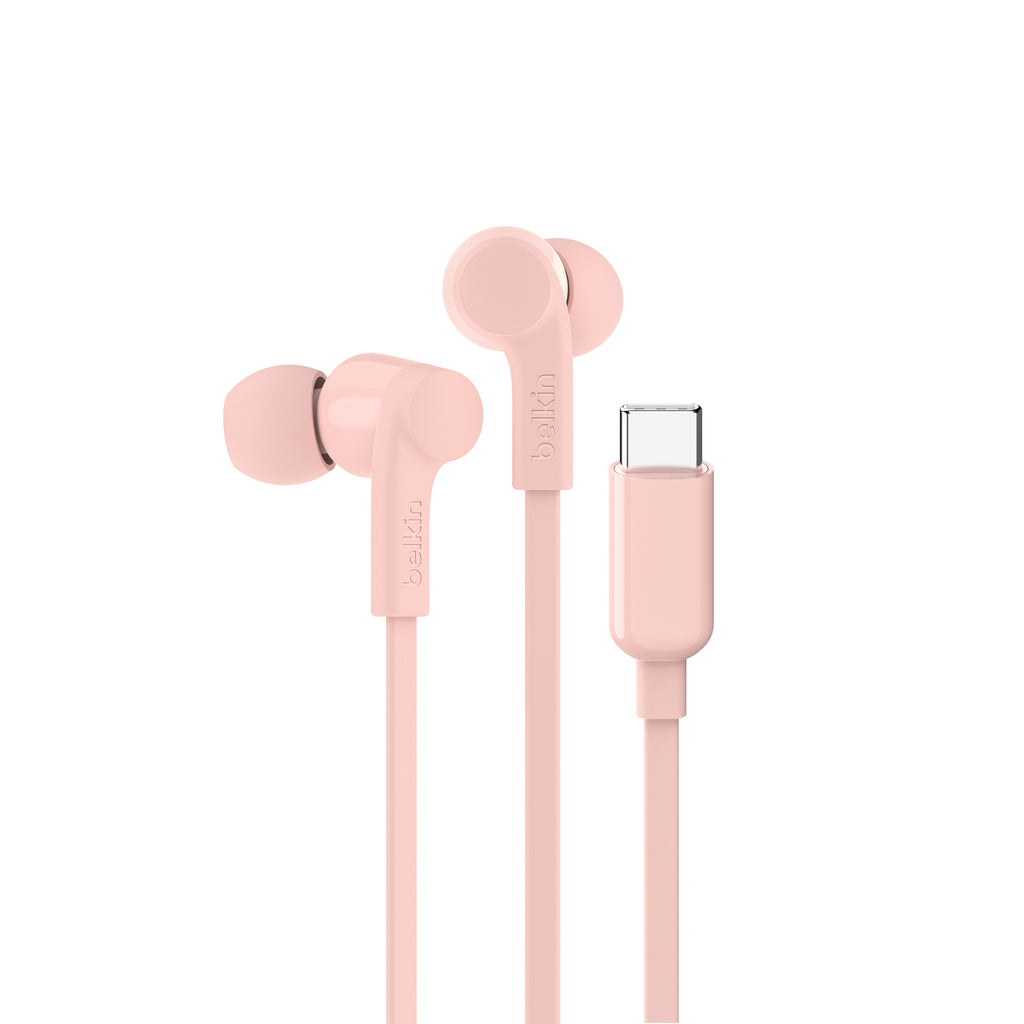 Belkin Usb-C Wired Earbuds W/ Adjustable Volume Limiter - Pink