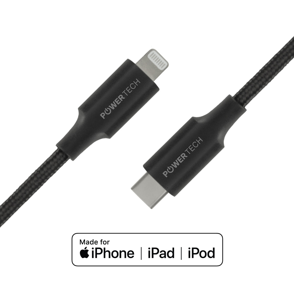 Powertech USB-C To Lightning 4ft MFI Cable - Black