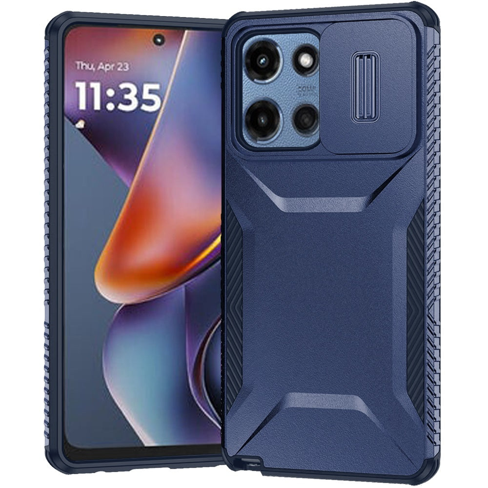 HR Premium Ultimate U Design Hybrid Case With Camera Window Covering For Motorola Moto G 5G 2025/2026 - Dark Blue