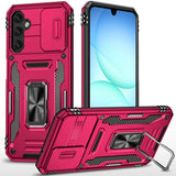 HR Premium Tough Metal Ring Movable Camera Window Hybrid Case Cover For Samsung A17 5G - Hot Pink