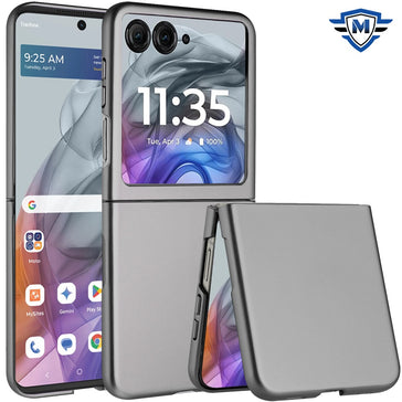 Metkase Flip Snap On Premium Matte Finish Case Cover In Slide-Out Package For Motorola Razr 2024/2025/2026 - Gray