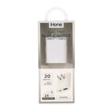 iHome 20W Dual-Port Ac Pro Usb-A & Usb-C Wall Charger W/ Folding Prongs - White
