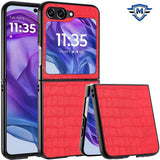 Metkase Pu Vegan Leather Premium Hard Snap On Case Cover In Slide-Out Package For Motorola Razr 2024/2025/2026 - Red