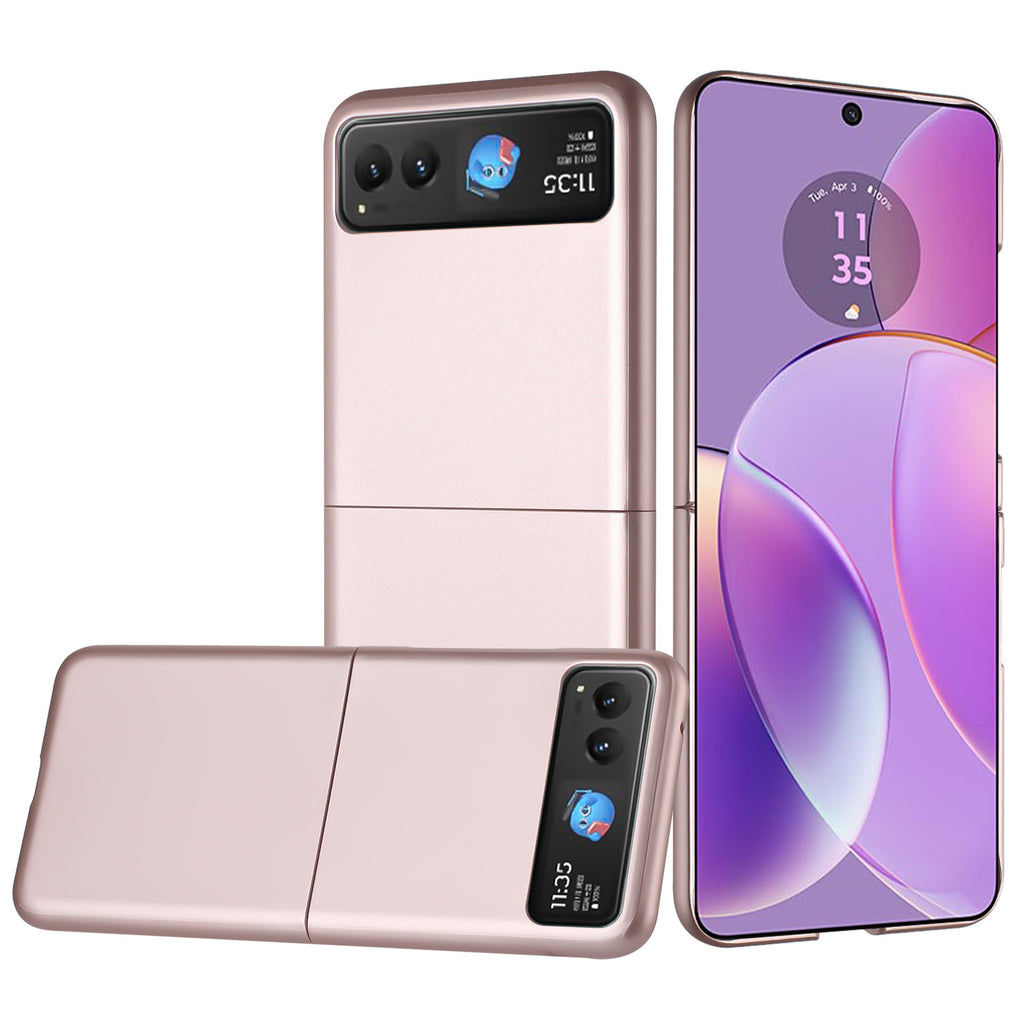 HR Premium Flip Snap On Premium Matte Finish Case Cover For Motorola Razr 2024/2025/2026 - Rose Gold