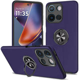 HR Premium Chief Oil Painted Magnetic Ring Stand Hybrid Case Cover For Motorola Moto G 5G 2025/2026 - Dark Purple