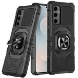 Premium Robotic Hybrid Case Cover With Magnetic Ring Stand For Samsung S25 FE - Black