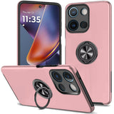 HR Premium Chief Oil Painted Magnetic Ring Stand Hybrid Case Cover For Motorola Moto G 5G 2025/2026 - Rose Gold