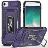 Premium Utter Tough Metal Ring Movable Camera Window Hybrid Case For iPhone 16E / SE4/ 17e - Dark Purple
