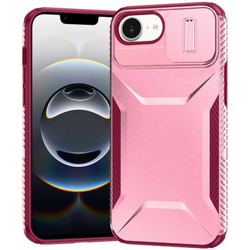 Premium Ultimate U Design Hybrid Case With Camera Window Covering for iPhone 16E (E Edition) / SE4 (2025)/ 17e/ 17e - Pink+Burgundy