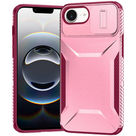 Premium Ultimate U Design Hybrid Case With Camera Window Covering for iPhone 16E (E Edition) / SE4 (2025)/ 17e/ 17e - Pink+Burgundy