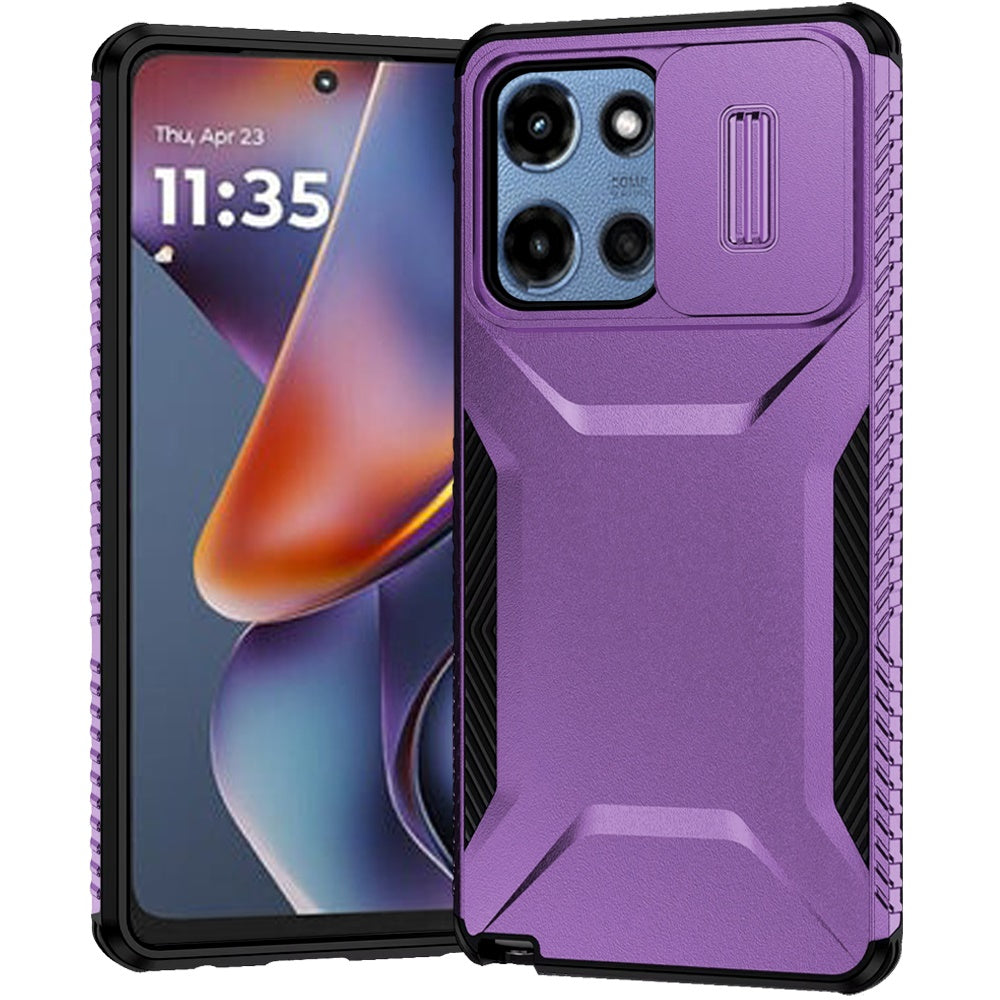 HR Premium Ultimate U Design Hybrid Case With Camera Window Covering For Motorola Moto G 5G 2025/2026 - Dark Purple