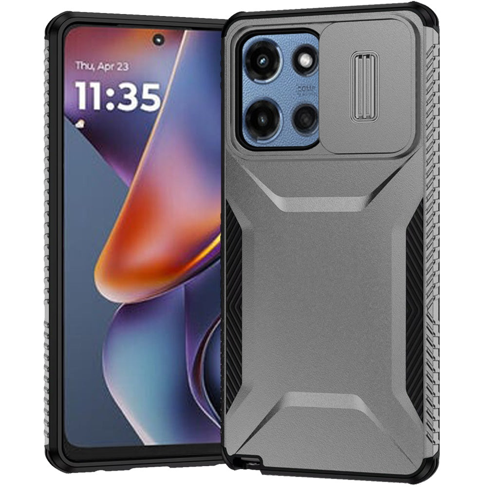 HR Premium Ultimate U Design Hybrid Case With Camera Window Covering For Motorola Moto G 5G 2025/2026 - Grey