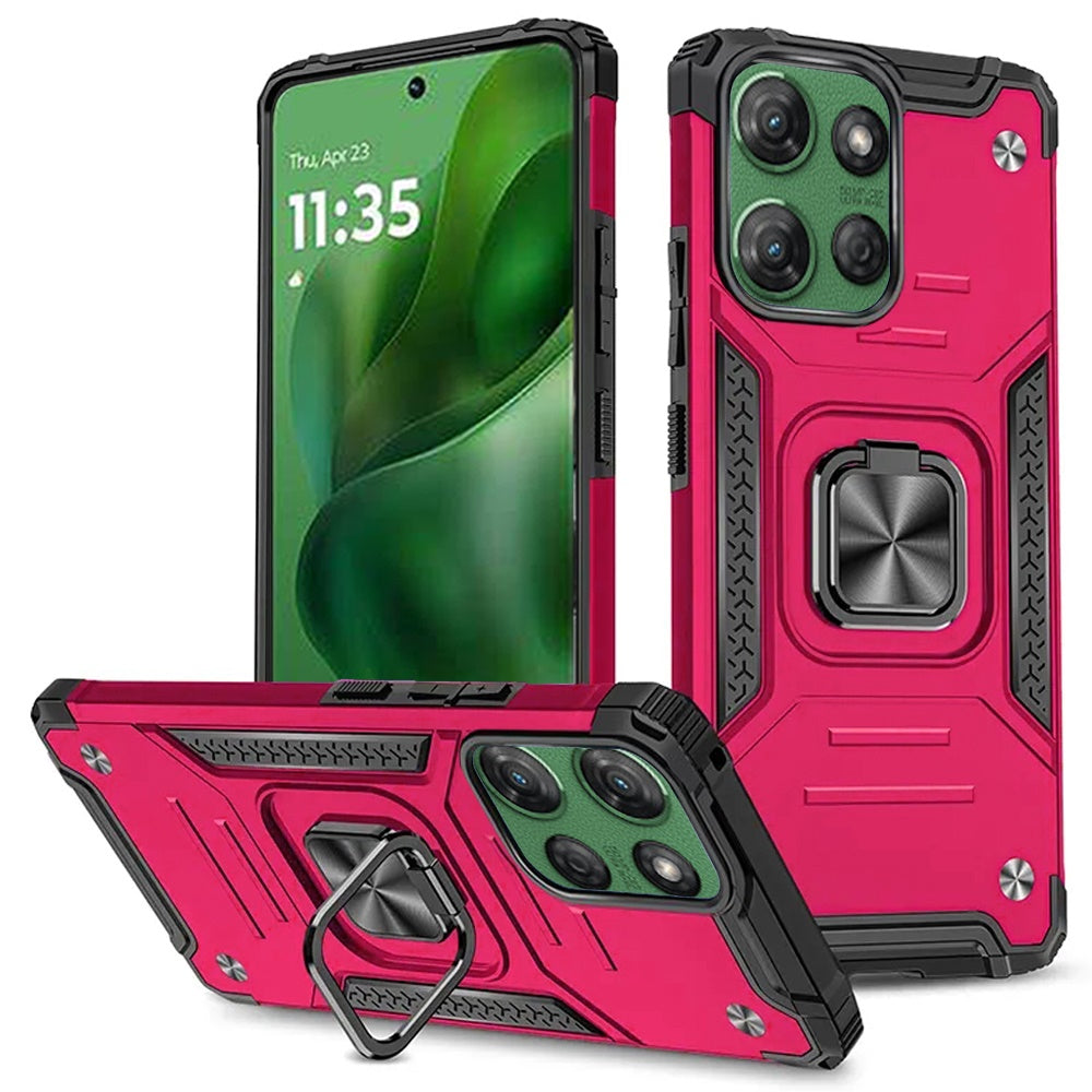 HR Premium Robust Magnetic Kickstand Hybrid Case Cover For Motorola Moto G 5G 2025/2026 - Hot Pink