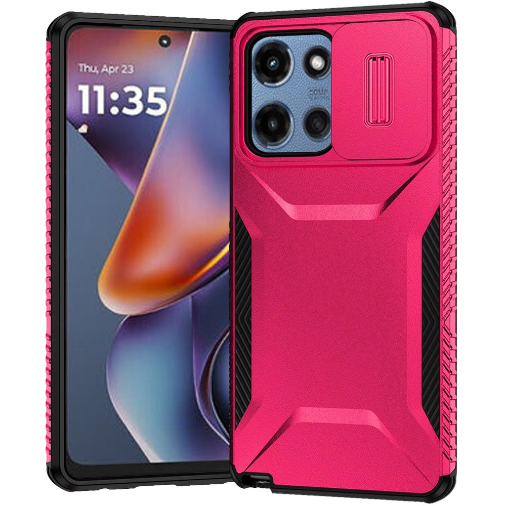 HR Premium Ultimate U Design Hybrid Case With Camera Window Covering For Motorola Moto G 5G 2025/2026 - Hot Pink