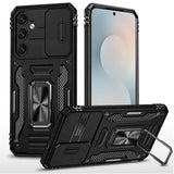 Premium Utter Tough Metal Ring Movable Camera Window Hybrid Case For Samsung S25 FE - Black