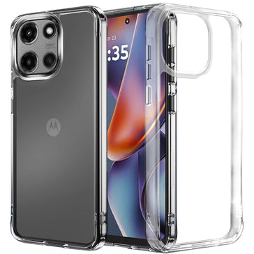 HR Premium Pure Crystal Transparent Thick 2.0Mm Shockproof Chromed Buttons Case Cover For Motorola Moto G 5G 2025/2026 - Clear