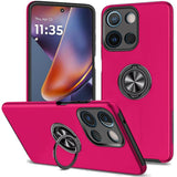 HR Premium Chief Oil Painted Magnetic Ring Stand Hybrid Case Cover For Motorola Moto G 5G 2025/2026 - Hot Pink