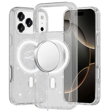Premium Glitter Ultra [Magnetic Circle] Thick 3mm Transparent Hybrid Case For iPhone 17 Pro - Clear