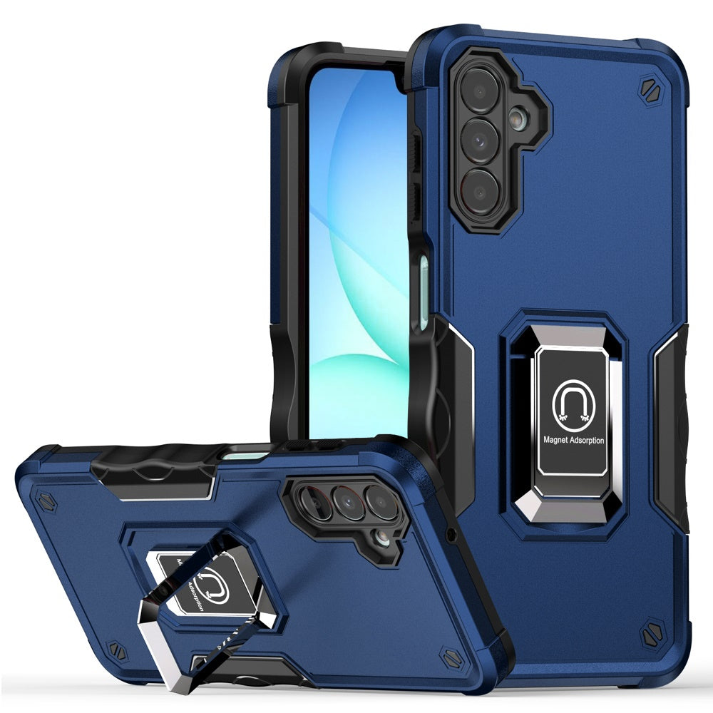 Premium Optimum Magnetic Ring Stand Hybrid Case For Samsung A17 5G - Blue