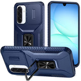 Premium Complete Magnetic Metal Ring Stand Camera Protection Hybrid Case For Samsung A17 5G - Blue