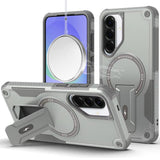 HR Premium Sturdy Bracket Kickstand Magnetic Hybrid Case For Samsung Galaxy A37 / A36 - Grey