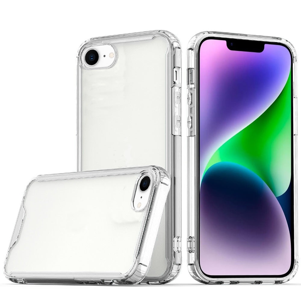 HR Premium Colored Shockproof Transparent Hard Pc Tpu Hybrid Case Cover For Iphone 17E / 16E / Se4 - Clear/Clear