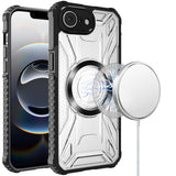 Premium [Magnetic Circle] CD Pattern Transparent Rugged Hybrid Case For iPhone 16E/SE4/ 17e - Black