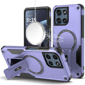 HR Premium Sturdy Bracket Kickstand Magnetic Hybrid Case For Moto G 5G 2025/2026 / G Play 2026 - Purple