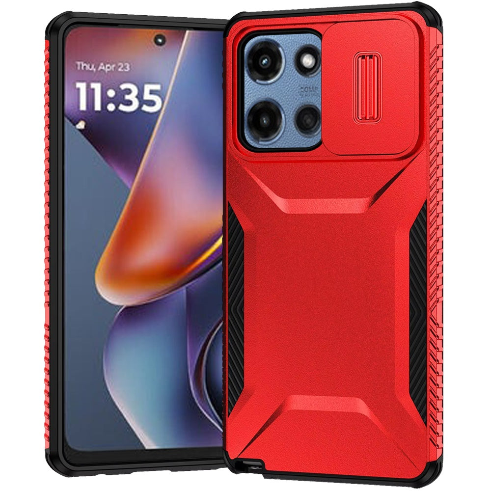 HR Premium Ultimate U Design Hybrid Case With Camera Window Covering For Motorola Moto G 5G 2025/2026 - Red