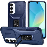 Premium Complete Magnetic Metal Ring Stand Camera Protection Hybrid Case For Samsung A16 5G - Blue