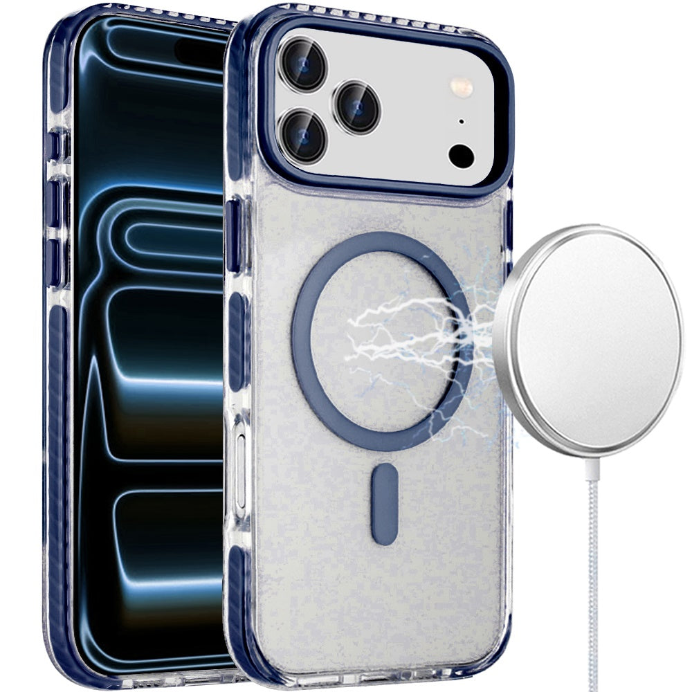 HR Premium Transparent Matching Color Magnetic Ring Hybrid Case For Iphone 18 Pro Max - Blue