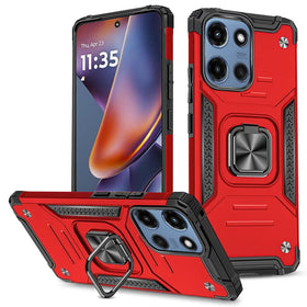 HR Premium Robust Magnetic Kickstand Hybrid Case Cover For Motorola Moto G 5G 2025/2026 - Red
