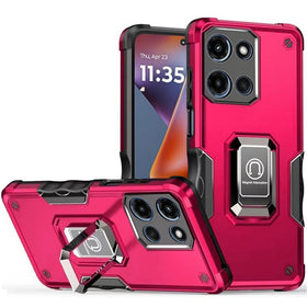 HR Premium Optimum Magnetic Ring Stand Hybrid Case Cover For Motorola Moto G 5G 2025/2026 - Hot Pink