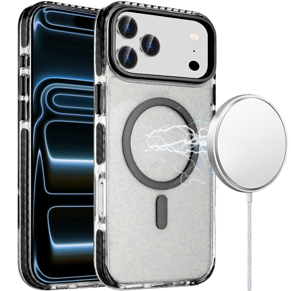 HR Premium Max Transparent Matching Color Magnetic Ring Hybrid Case For Iphone 18 Pro - Black