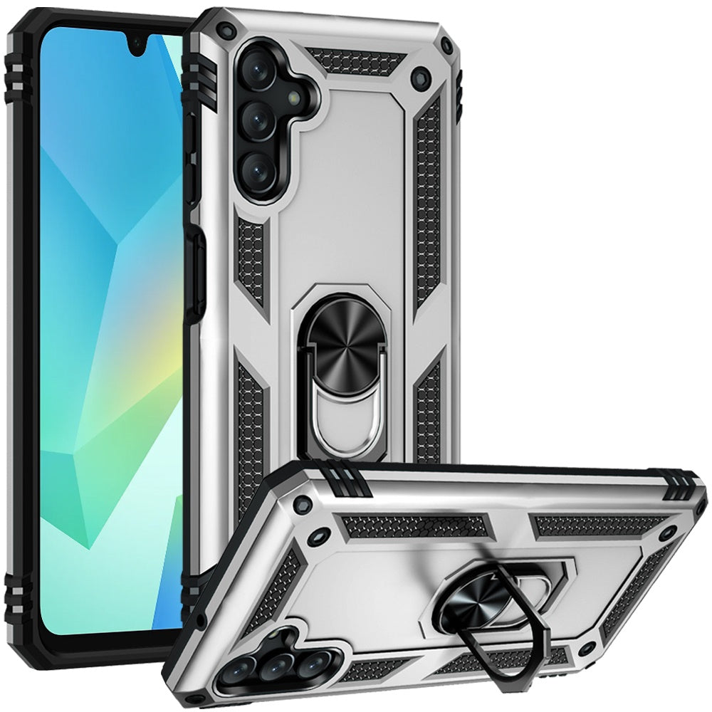 Premium Ring Magnetic Kickstand Hybrid Case For Samsung A16 5G - Silver