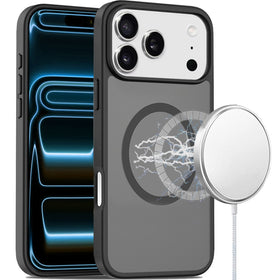 HR Premium [Magnetic Circle] Smooth Safe Matte Feel Hybrid Case For Iphone 18 Pro Max - Black