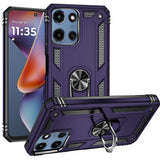 HR Premium Ring Magnetic Kickstand Hybrid Case Cover For Motorola Moto G 5G 2025/2026 - Dark Purple