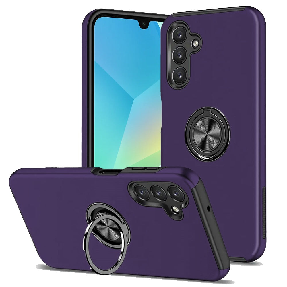 Premium Chief Oil Painted Magnetic Ring Stand Hybrid Case For Samsung A16 5G - Dark Purple