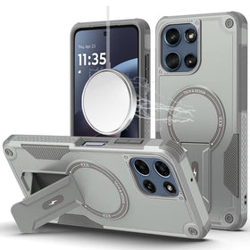 HR Premium Sturdy Bracket Kickstand Magnetic Hybrid Case For Moto G 5G 2025/2026 / G Play 2026 - Gray