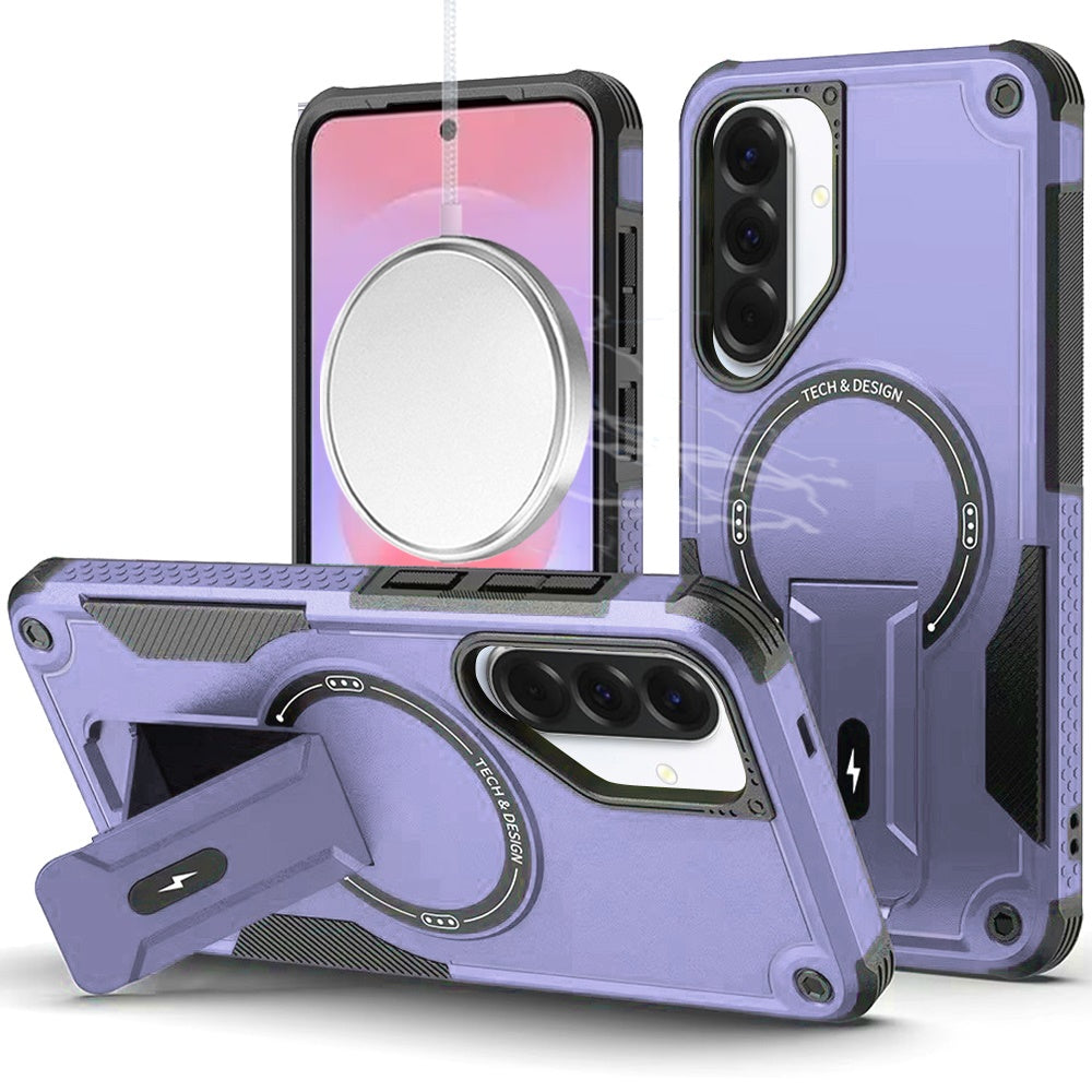 HR Premium Sturdy Bracket Kickstand Magnetic Hybrid Case For Samsung Galaxy A37 / A36 - Purple