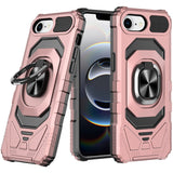 Premium Robotic Hybrid W/ Magnetic Ring Stand Case For iPhone 16e  / SE4 (2025)/ 17e - Rose Gold