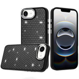 Premium Beautiful Diamond Metallic Design Metal Chrome Edged Hybrid Case For iPhone 16E (E Edition) / SE4 (2025) / 17e - Black