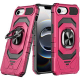 Premium Robotic Hybrid W/ Magnetic Ring Stand Case For iPhone 16e  / SE4 (2025)/ 17e - Hot Pink