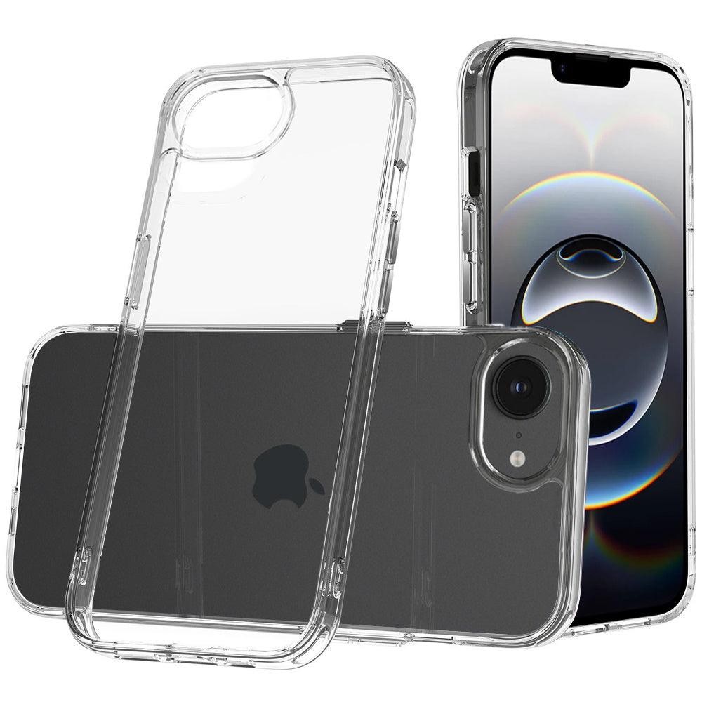 Premium Pure Crystal Transparent Thick 2.0Mm Shockproof Chromed Buttons Case Cover For iPhone 16E / Se4 / 17E - Clear
