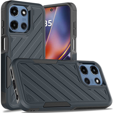 HR Premium Noble Lined Shockproof Dual Layer Hybrid Case For Motorola Moto G 5G 2025/2026 - Blue/Black