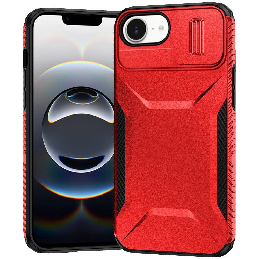 Premium Ultimate U Design Hybrid Case With Camera Window Covering For iPhone 16E / SE4 (2025)/ 17e - Red