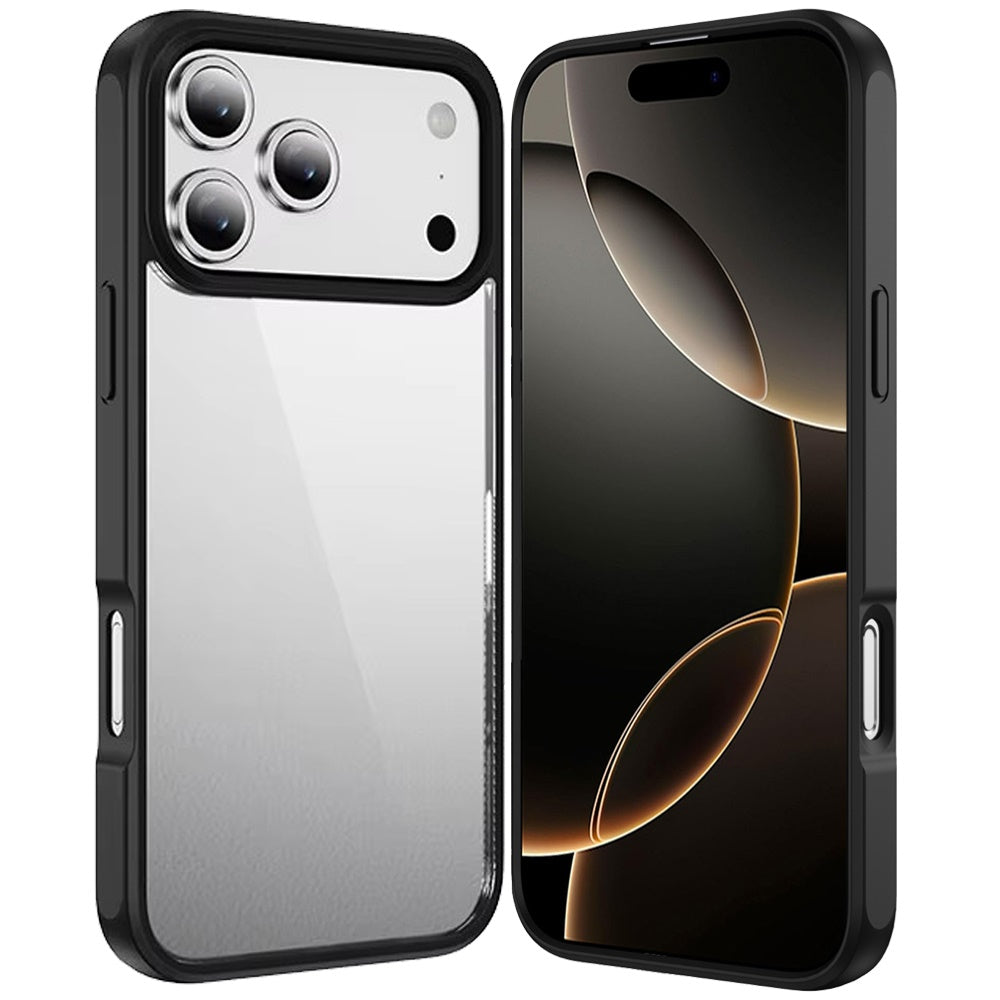 Premium Hq Transparent Thick 2.0mm Hybrid Case For iPhone 17 Pro Max - Black