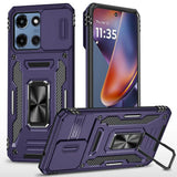 HR Premium Utter Tough Metal Ring Movable Camera Window Hybrid Case Cover For Motorola Moto G 5G 2025/2026 - Dark Purple