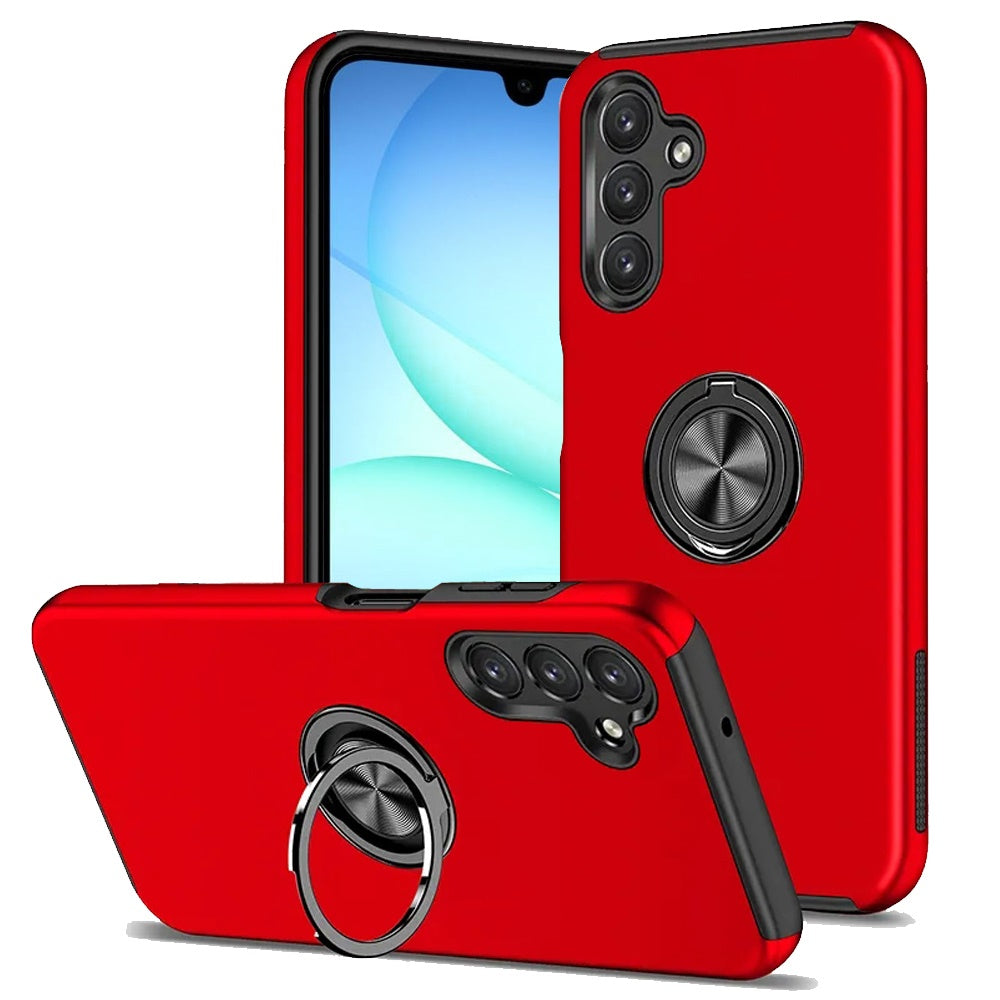 Premium Chief Oil Painted Magnetic Ring Stand Hybrid Case For Samsung A17 5G - Red